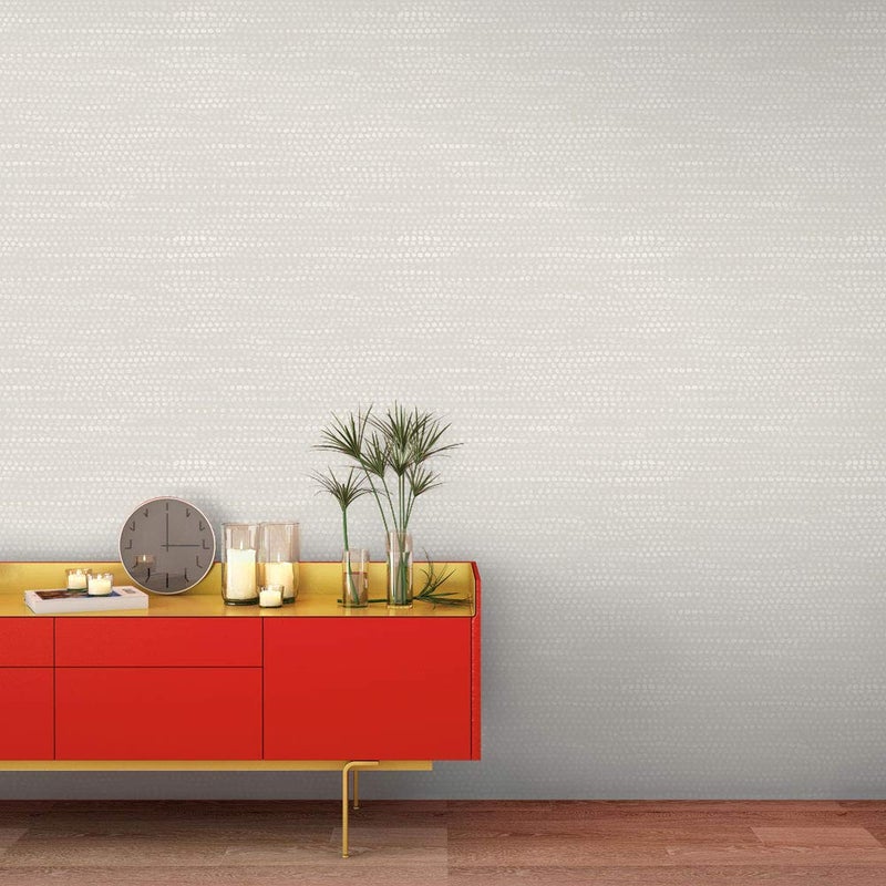 Tempaper Metallic Pearl Grey Moire Dots Removable Peel and Stick Wallpaper, 20.5 in X 16.5 ft, Made in the USA - Image 2